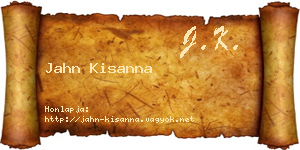 Jahn Kisanna névjegykártya